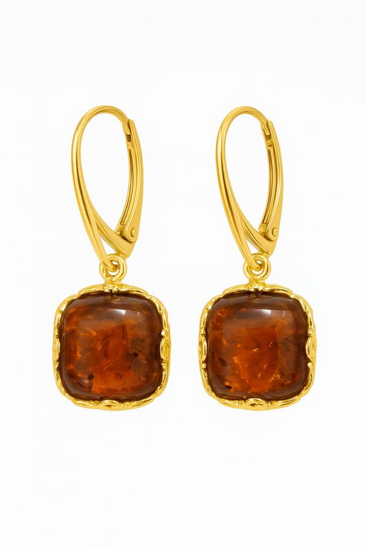 მოოქროვილი ქარვის საყურეები Regina