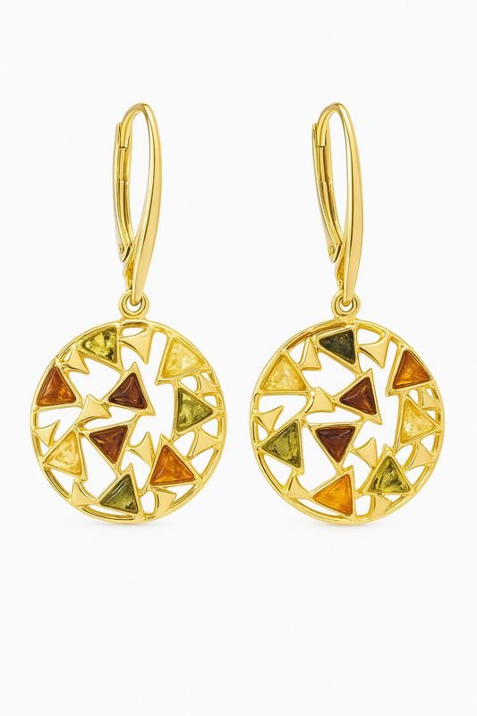 მოოქროვილი ქარვის საყურეები Viva