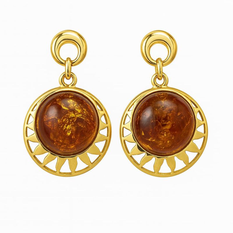 მოოქროვილი ქარვის საყურეები Solara