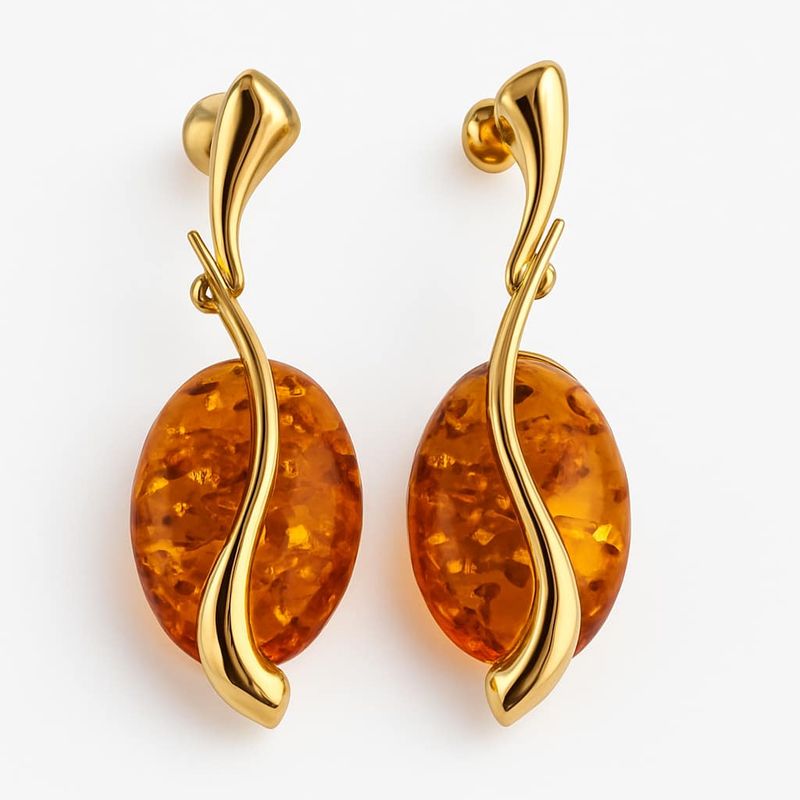 მოოქროვილი ქარვის საყურეები Liora