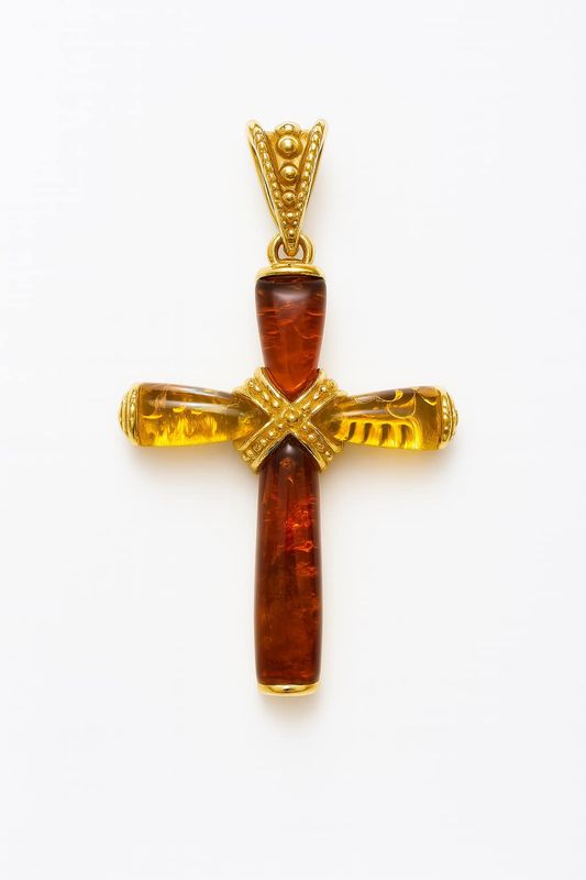 ქარვის ჯვარი მოოქროვილი