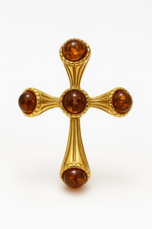 ქარვის ჯვარი მოოქროვილი