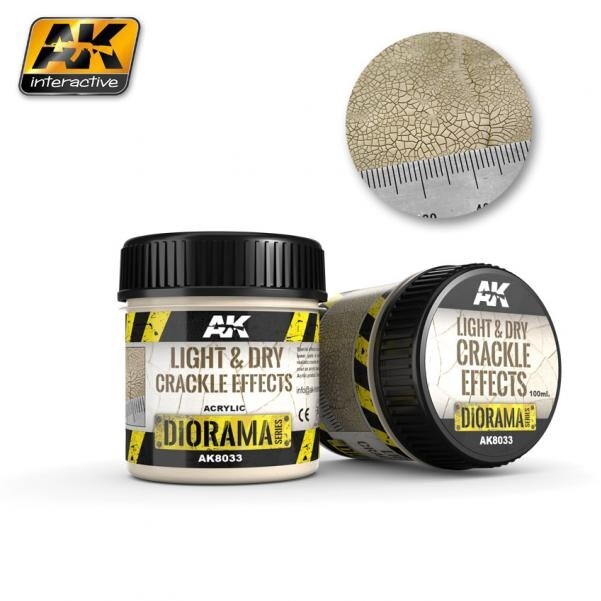 AK-Interactive: (Texture) LIGHT &amp; DRY CRACKLE EFFECTS - 100ml (Acrylic)