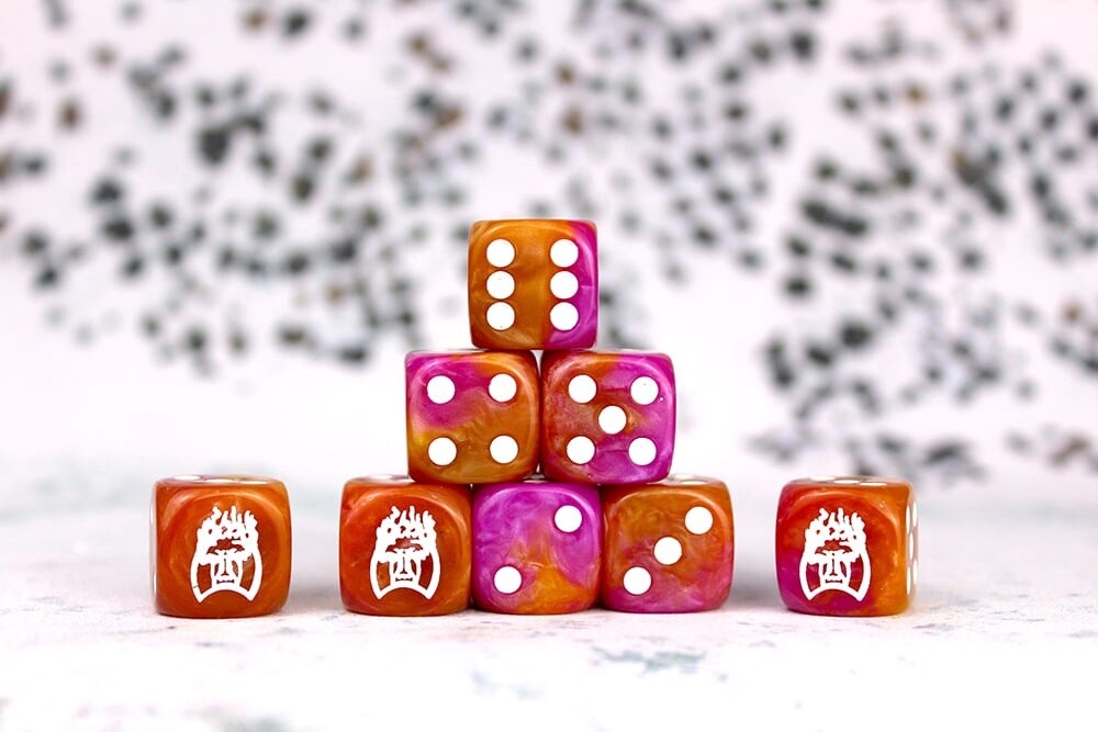 Old Dominion Faction Dice On Purple And Gold