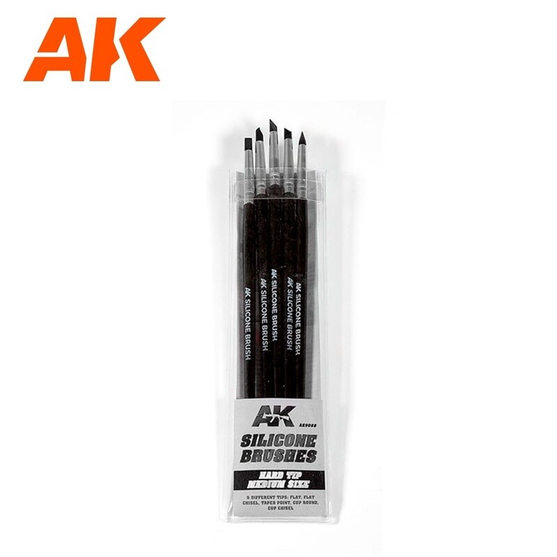 AK Interactive SILICONE BRUSHES HARD TIP MEDIUM (5 SILICONE PENCILS)