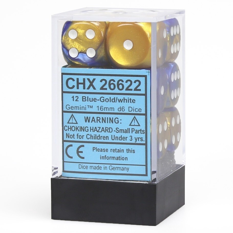 Gemini Blue/Gold Chessex 16mm D6