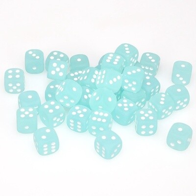 Frosted Teal/White Chessex 12mm D6