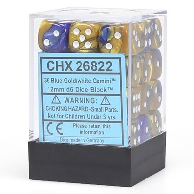 Gemini Blue-Gold/White Chessex 12mm D6