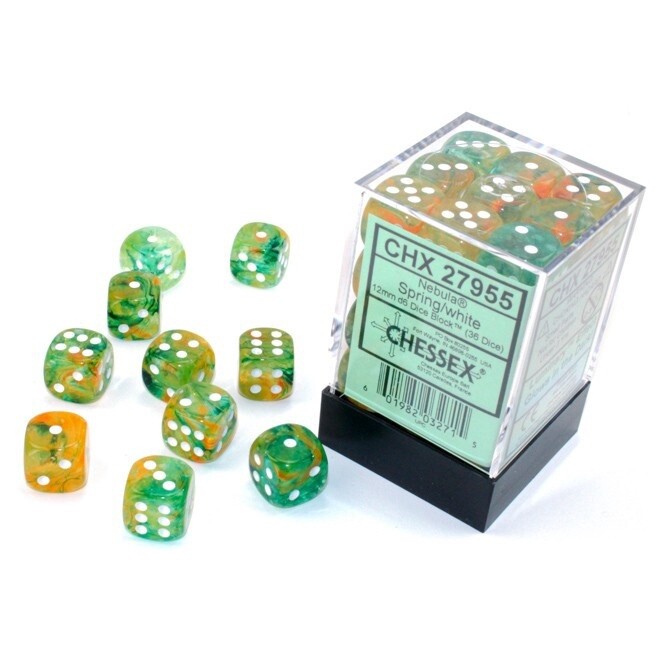 Nebula Spring/White Chessex 12mm D6