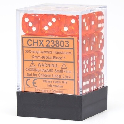 Translucent Orange/White Chessex 12mm D6