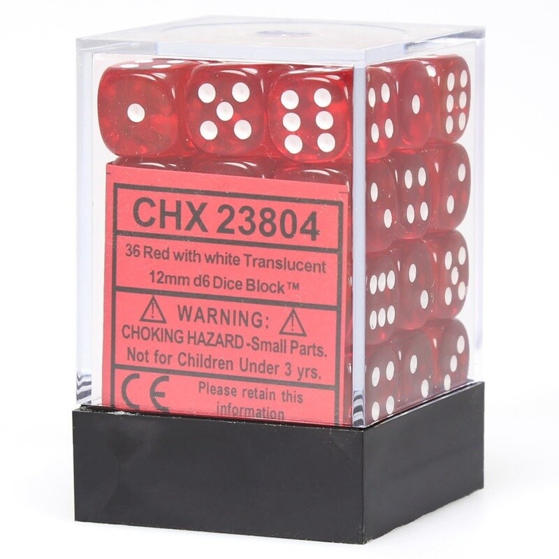Translucent Red/White Chessex 12mm D6