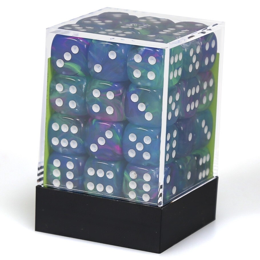 Festive  Waterlily/White Chessex 12mm D6