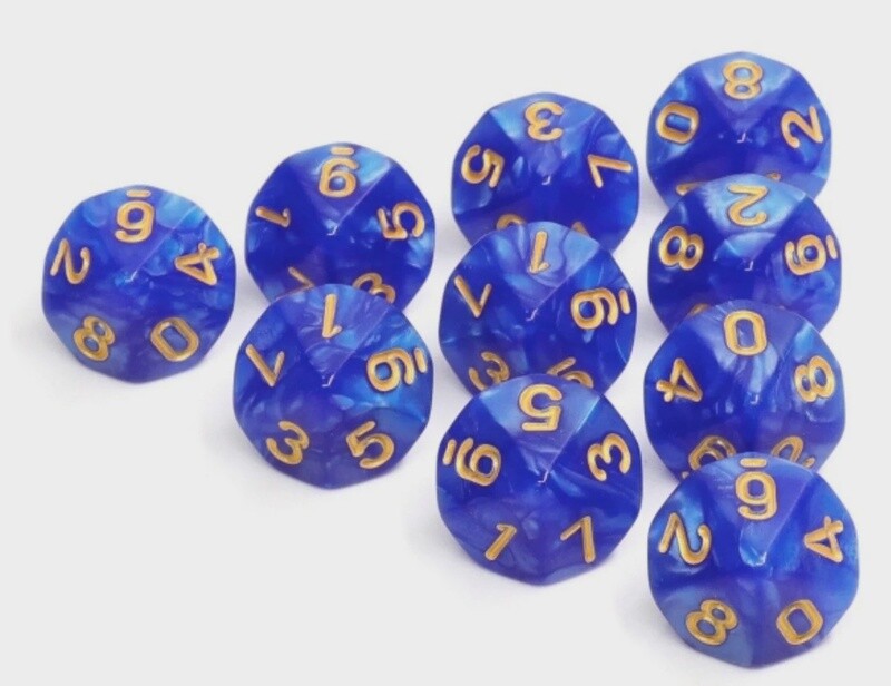 10 piece D10&#39;s - Blue Pearl
