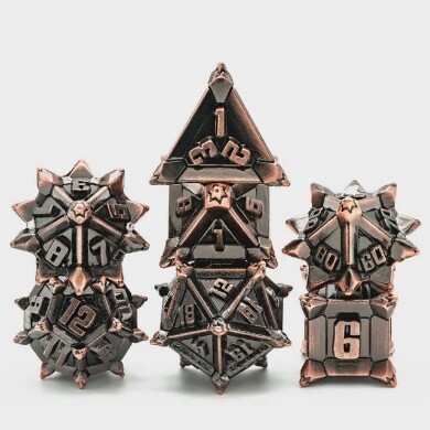 Warrior&#39;s Flail: Copper - Metal RPG Dice Set