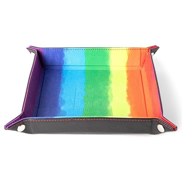 Folding Dice Tray: 10x10 Velvet Watercolor Rainbow