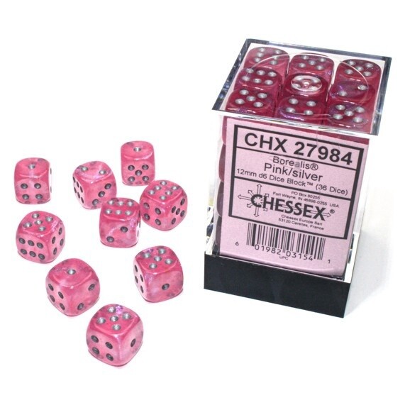 Borealis Pink/Silver Chessex 12mm D6