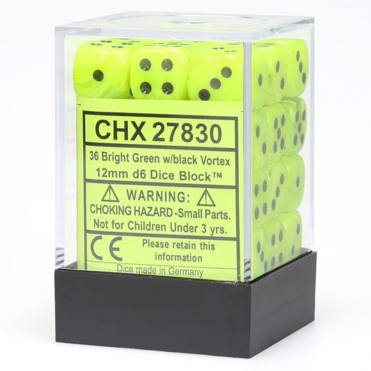 Vortex Bright Green/Black Chessex 12mm D6