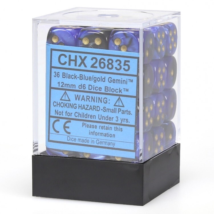 Gemini Black-Blue/Gold Chessex 12mm D6