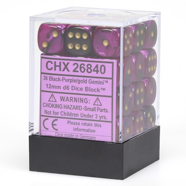 Gemini Black-Purple/Gold Chessex 12mm D6
