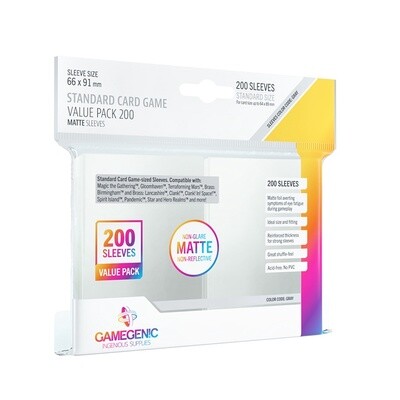 Matte Sleeves: Standard Card Game Value Pack (200 count, 66x91mm, Clear)