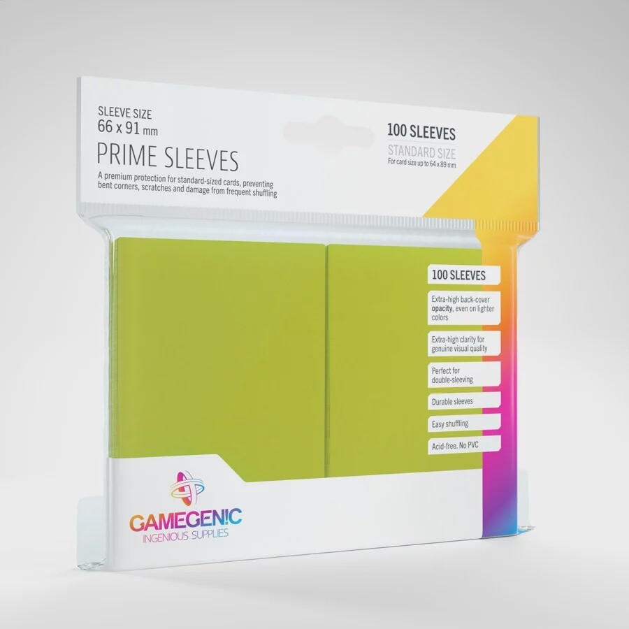 Prime Sleeves: Standard Card Game (66x91mm, Lime)