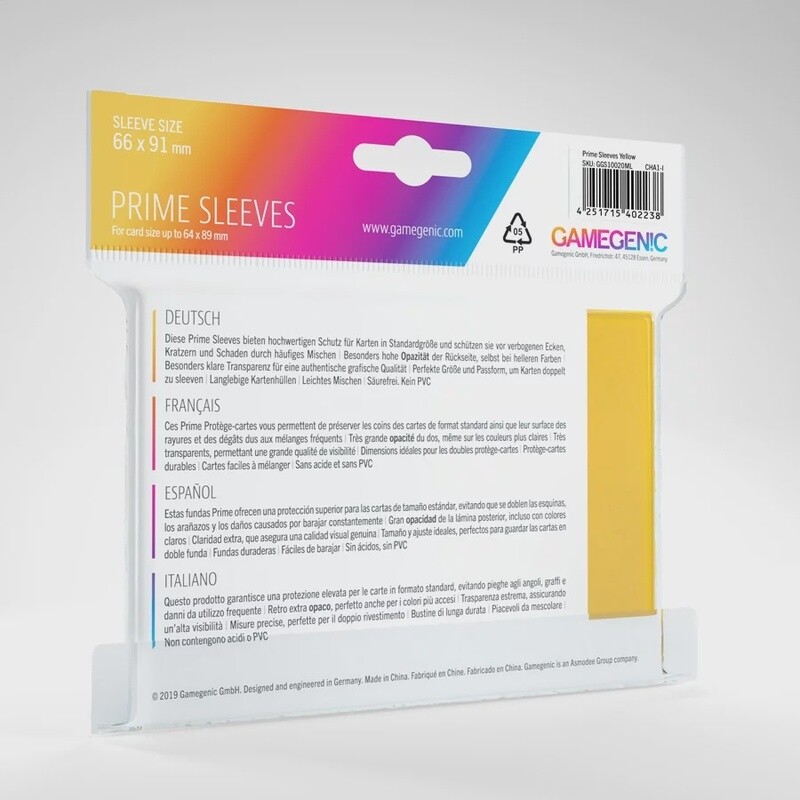 Prime Sleeves: Standard Card Game (66x91mm, Yellow)