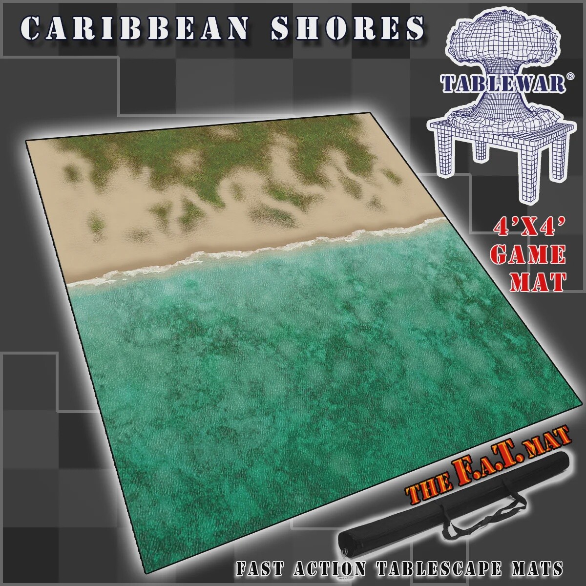4x4 'Caribbean Shores (lighter ocean + shoreline)