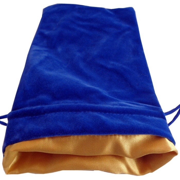 Dice Bag: 6x8: Blue Velvet with Gold Satin Lining