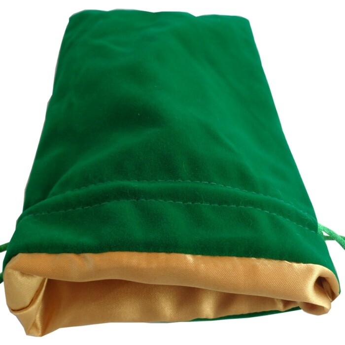 Dice Bag: 6x8: Green Velvet with Gold Satin Lining