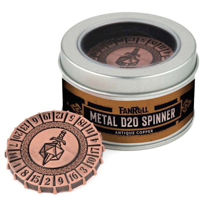 Spinner: d20 Metal Spinner- Antique Copper