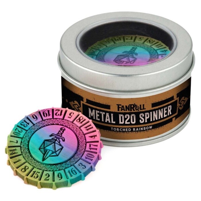 Spinner: d20 Metal Spinner- Torched Rainbow