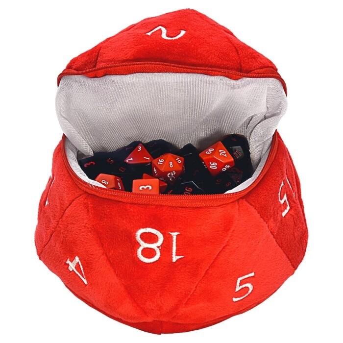 Dice Bag: D20 Plush Red &amp; White D&amp;D