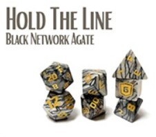 Hold the Line: Black Network Agate Dice Set