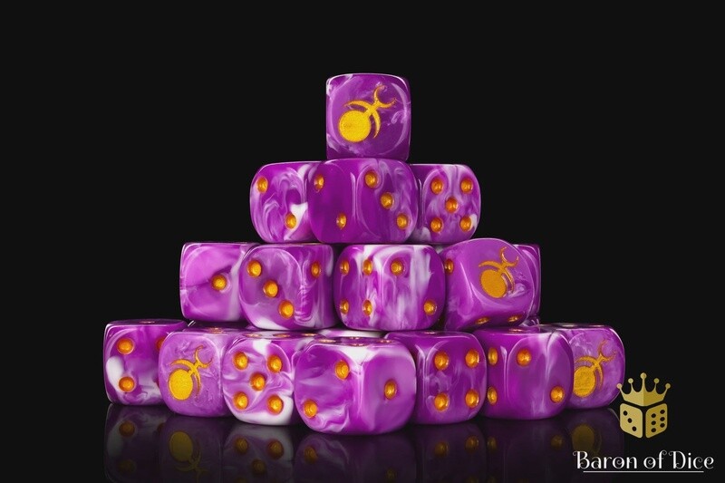 GLUTTONY, GOLD INLAY 16MM DICE
