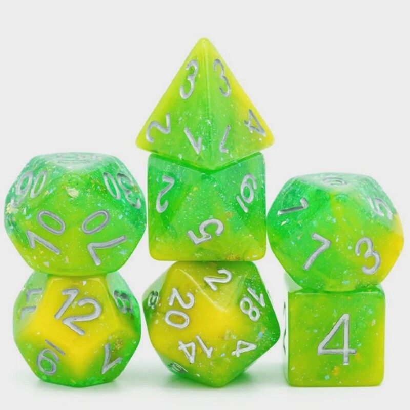 Yellow &amp; Green Seabed Tressure RPG Dice Set