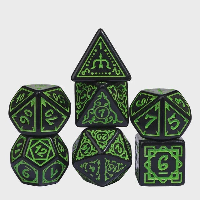 Cryptic knots: Verdant Green RPG Dice Set