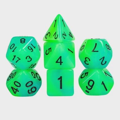 Glow in the Dark: Blue and Green RPG Dice Set