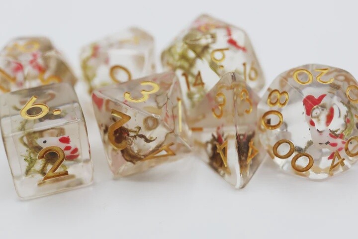Red Koi Fish RPG Dice set