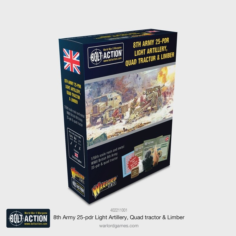 Bolt Action: 8th Army 25 Pounder Light Artillery, Quad &amp; Limber