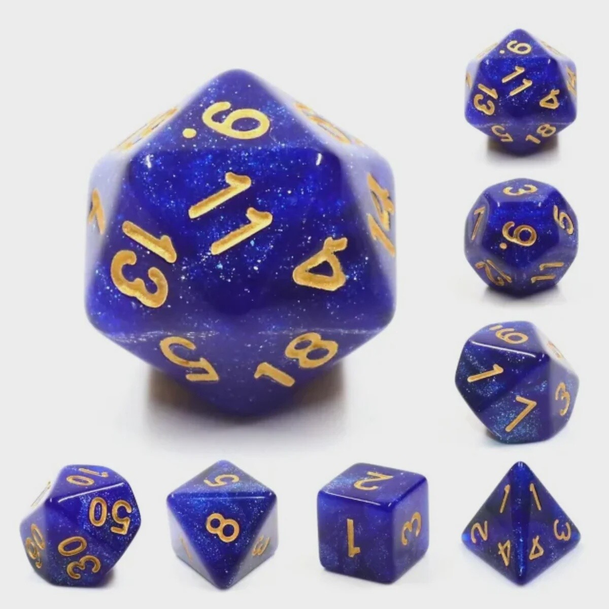 Black &amp; Blue Galaxy RPG Dice Set