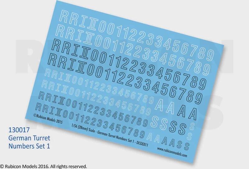 German Turret Numbers Set 1 Decal Sheet