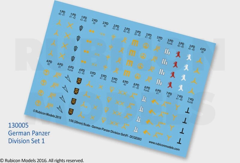German Panzer Division Set 1 Decal Sheet