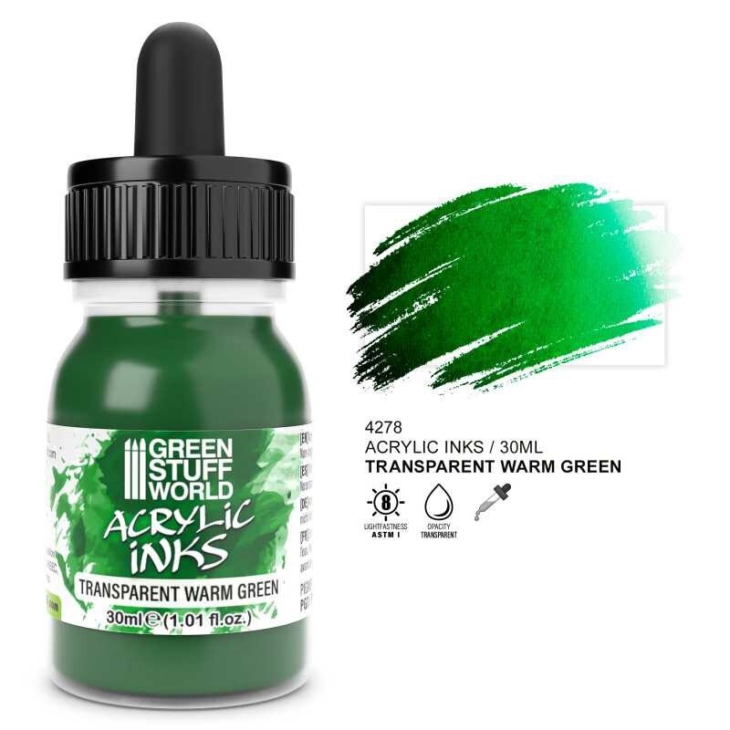 Acrylic Inks - TRANSPARENT WARM GREEN 30 ml