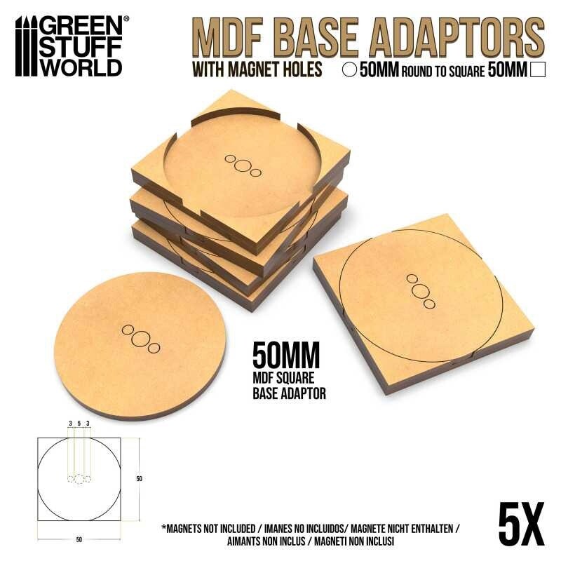 Base adaptors Round to Square 50mm