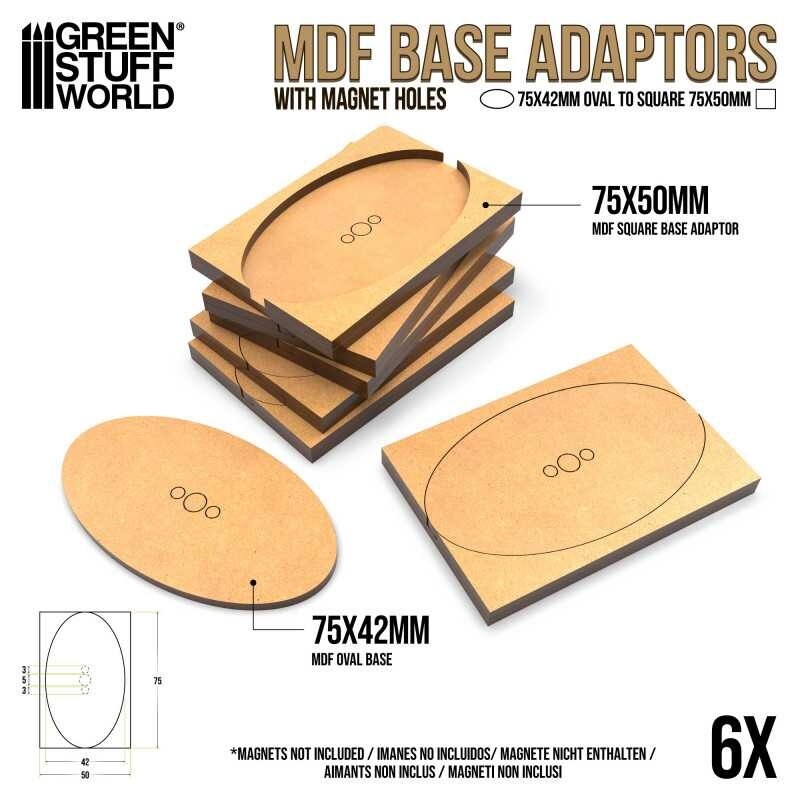 Base adaptors Oval 75x42mm to Square 75x50mm