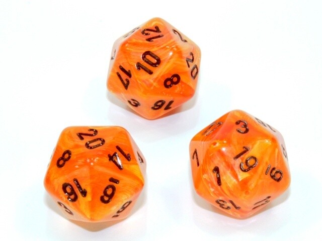 Vortex Orange/black d20 dice
