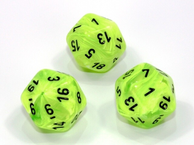 Vortex Bright Green/black d20 dice