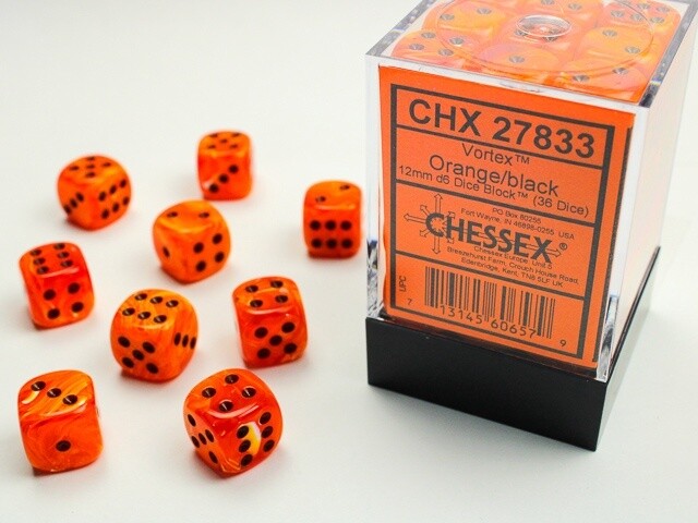 Vortex Orange/Black Chessex 12mm D6
