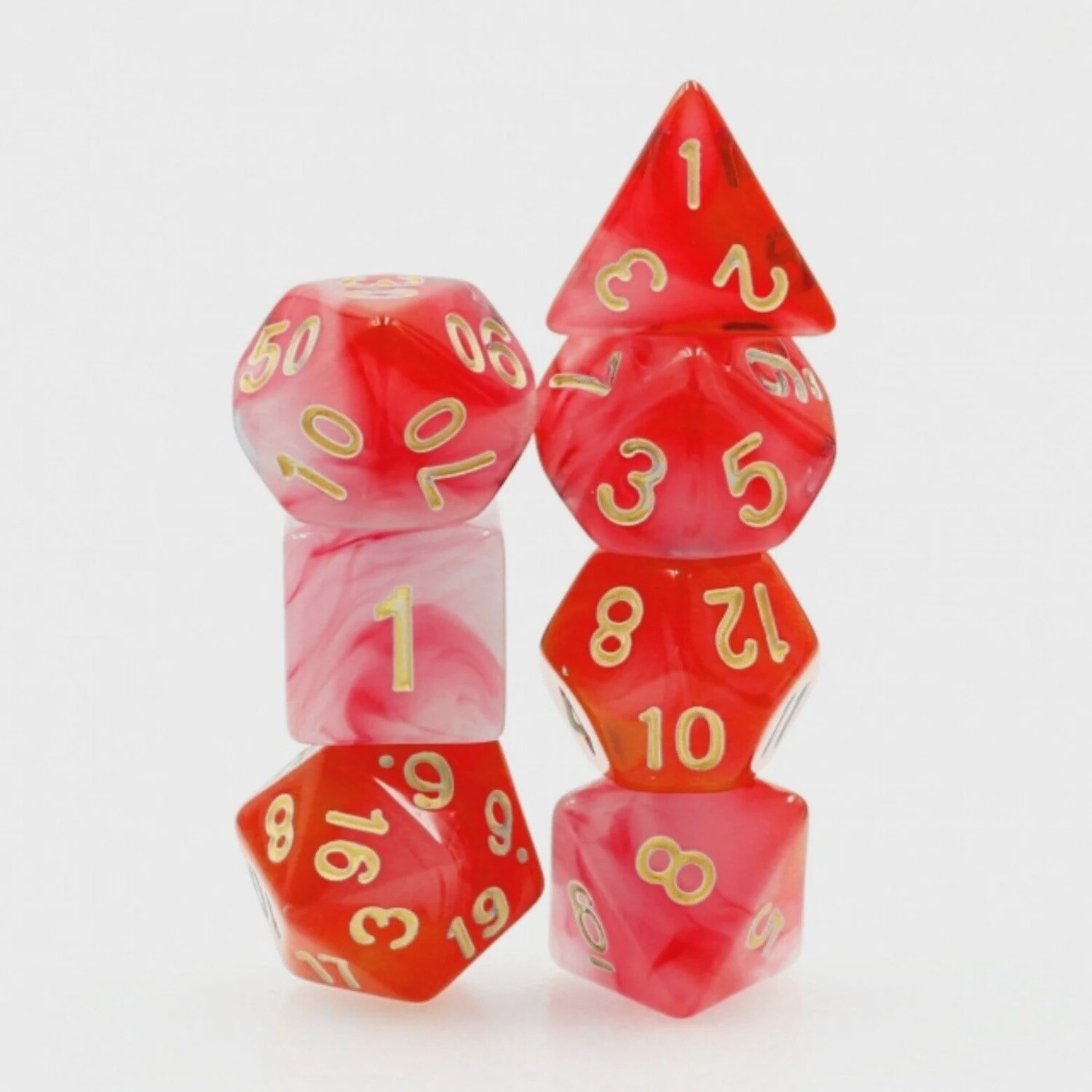 Red Milky / Silky Translucent RPG Dice Set