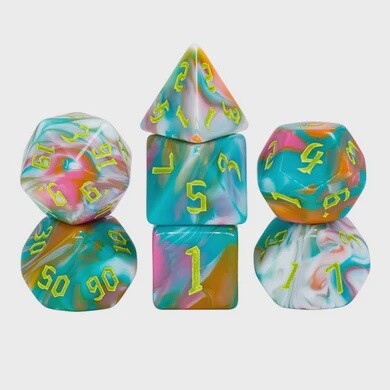 Teal Sunrise RPG Dice Set